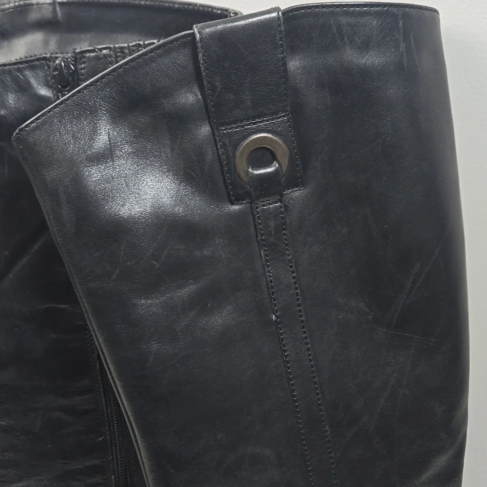 Clarks Black Leather Tall Riding Boots